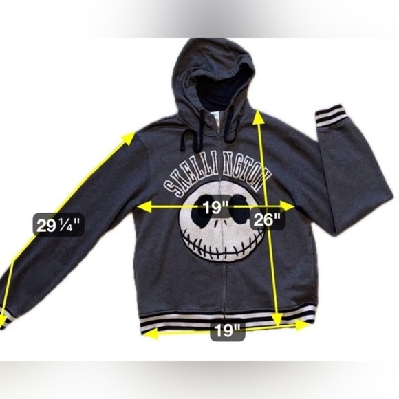 Disney Jack Skellington Hoodie Zip Up Goth Nightmare Before Christmas Medium - Picture 6 of 10
